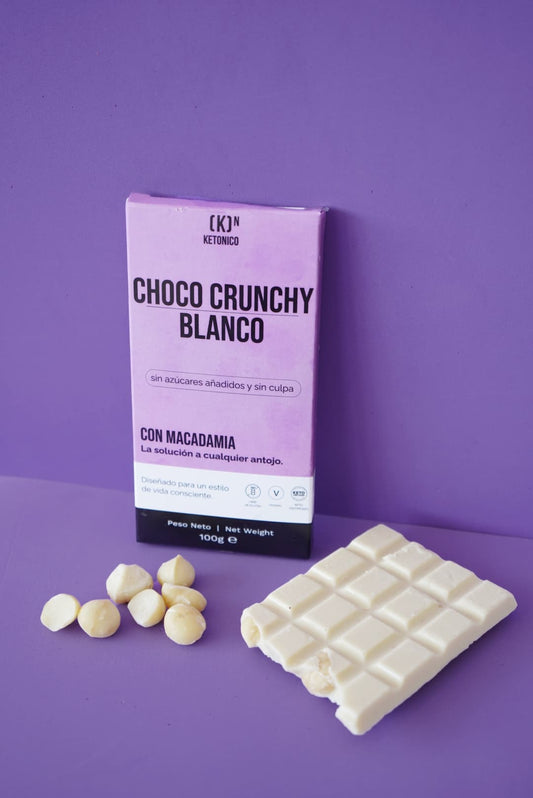 White Keto Crunchy Chocolate Tablet with MCTs Suitable for Vegans and Coeliacs 100% Clean