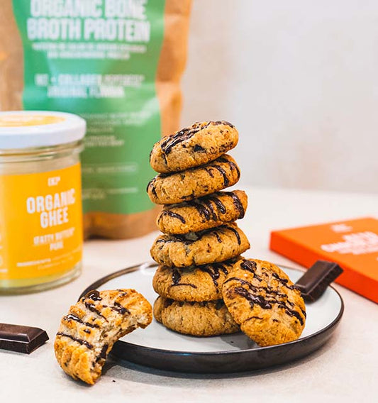 Cookies con chocolate + caldo de huesos sin azúcar